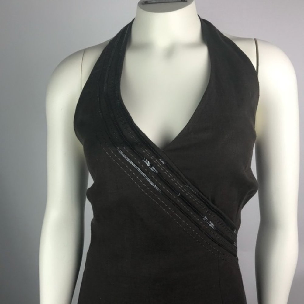 Sz12 H&M Brown Linen Halter Dress